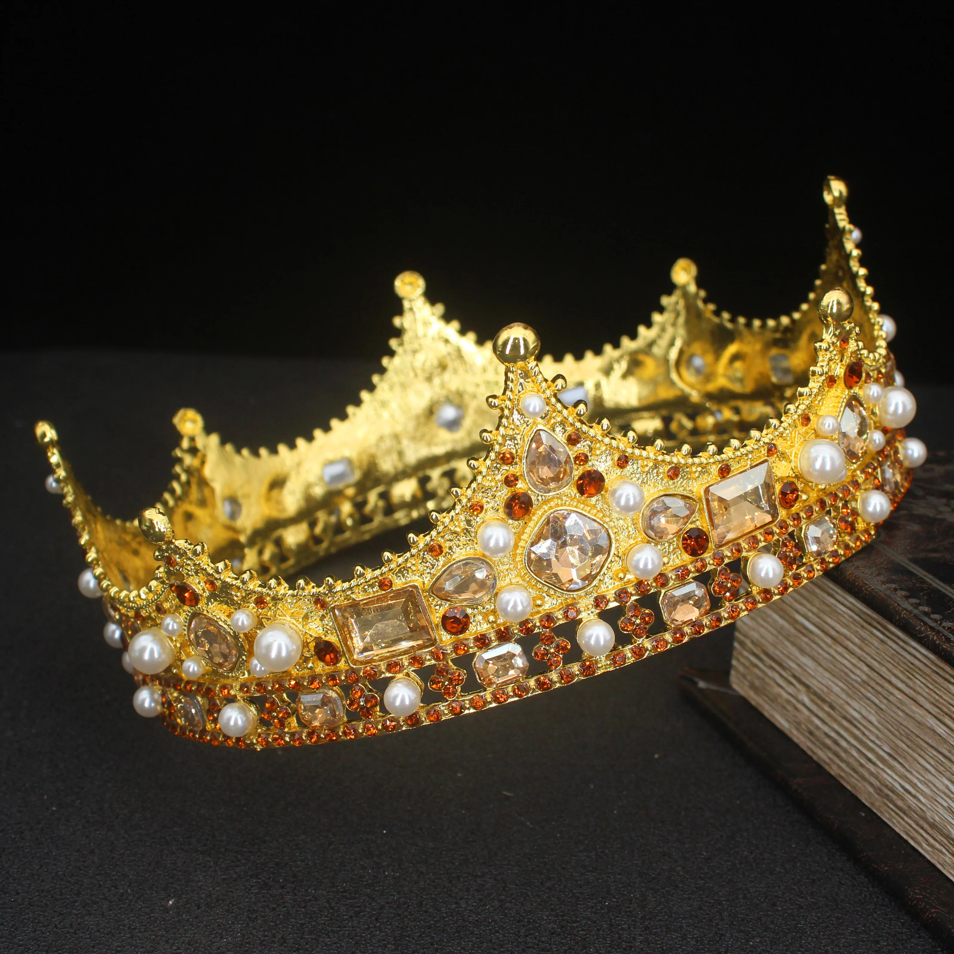 Baroque Crystal Floral Crown Tiaras for Kings Queens Beauty Pageant Bride Wedding Hair Jewelry Accessories jewelry accessories hair accessory hair headdress bridal headwear hair band crown