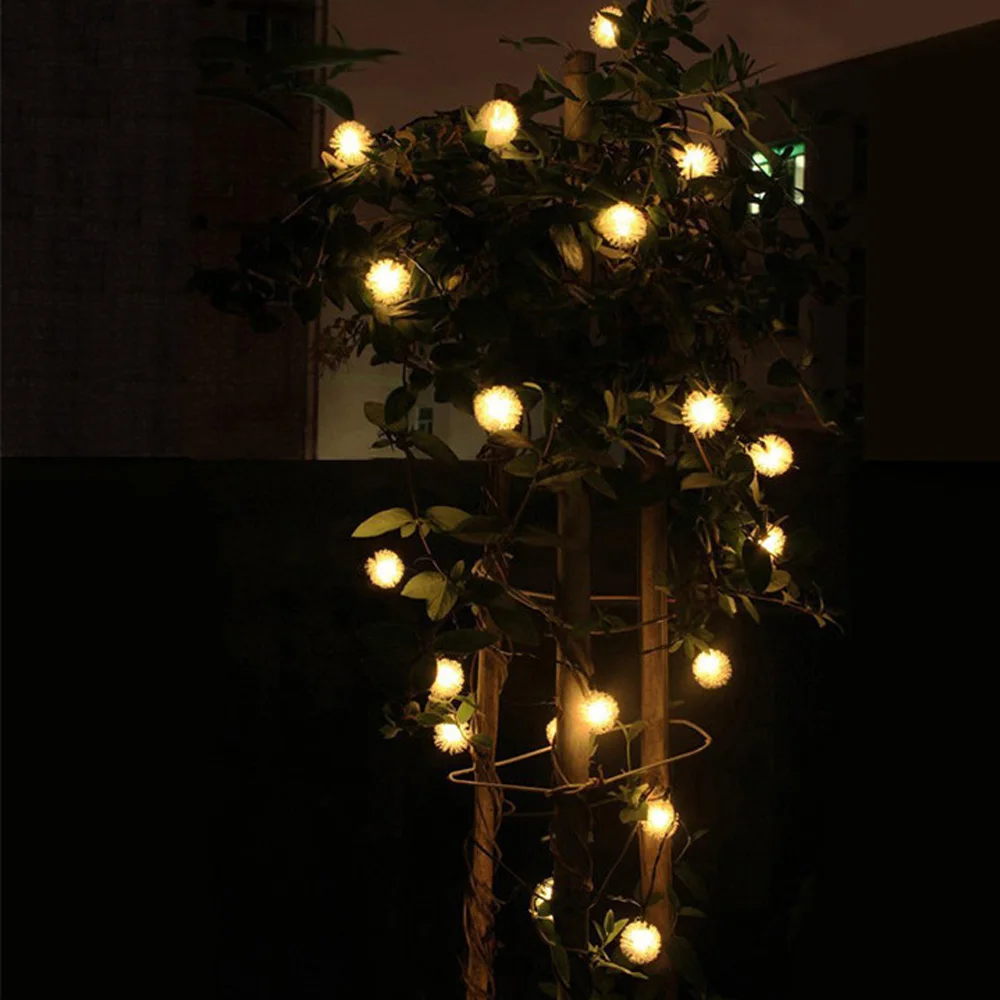 5M 20Leds Edelweiss Solar Led String Light Waterproof Garden  Christmas Party Fairy Globe Lighting Decoration