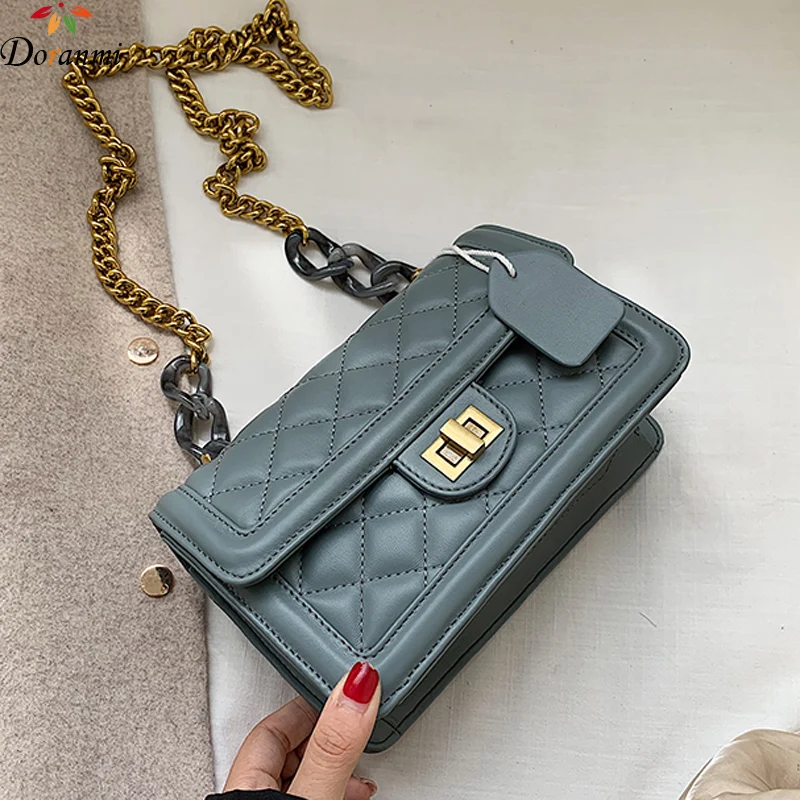 

DORANMI Diamond Lattice Flap Bags For Women 2019 Leather Square Shoulder Bag Messenger Female Luxury Brand Bolso Mujer DJB933