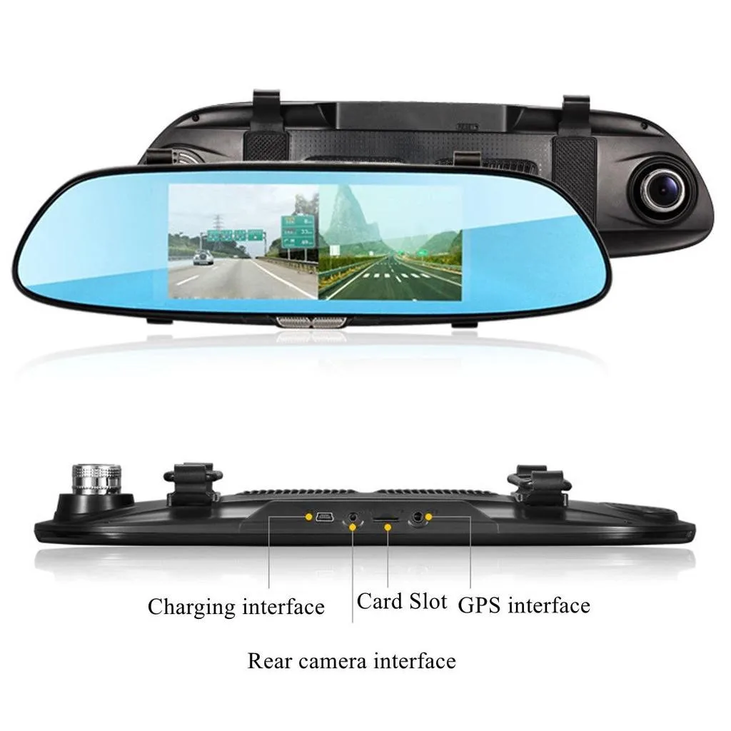 K702t4.3 ''1080 p 4,3 дюймов Hd двойной объектив Автомобильный видеорегистратор Dash Передняя камера-зеркало заднего вида видеорегистратор 31X8,2X3 см 170 градусов ширина# P45