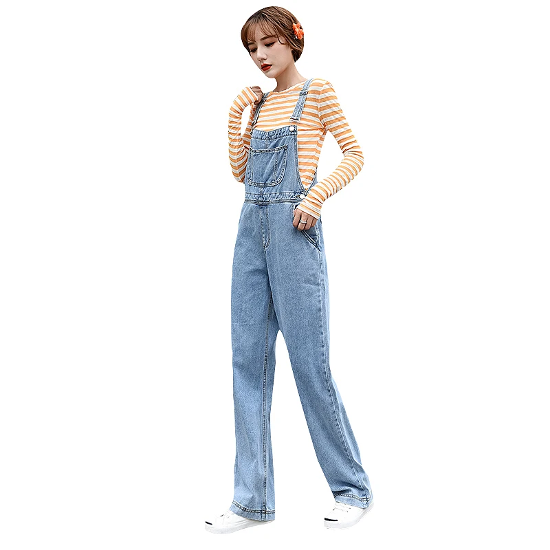 

Streetwear Women Jeans jumpsuit women Loose Denim Rompers Female Preppy Style Plus Size overalls With Pocket