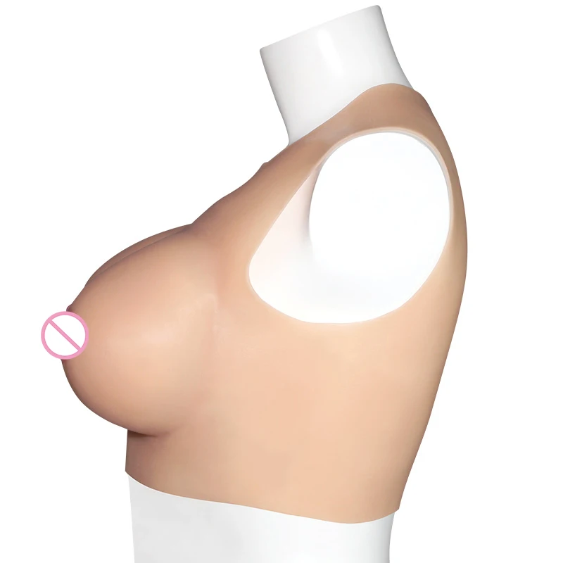 Real Feeling Soft Round Neck D Cup Artificial Silicone Big Breast Boobs Form Crossdresser for Female Women Crossdressing Cosplay
