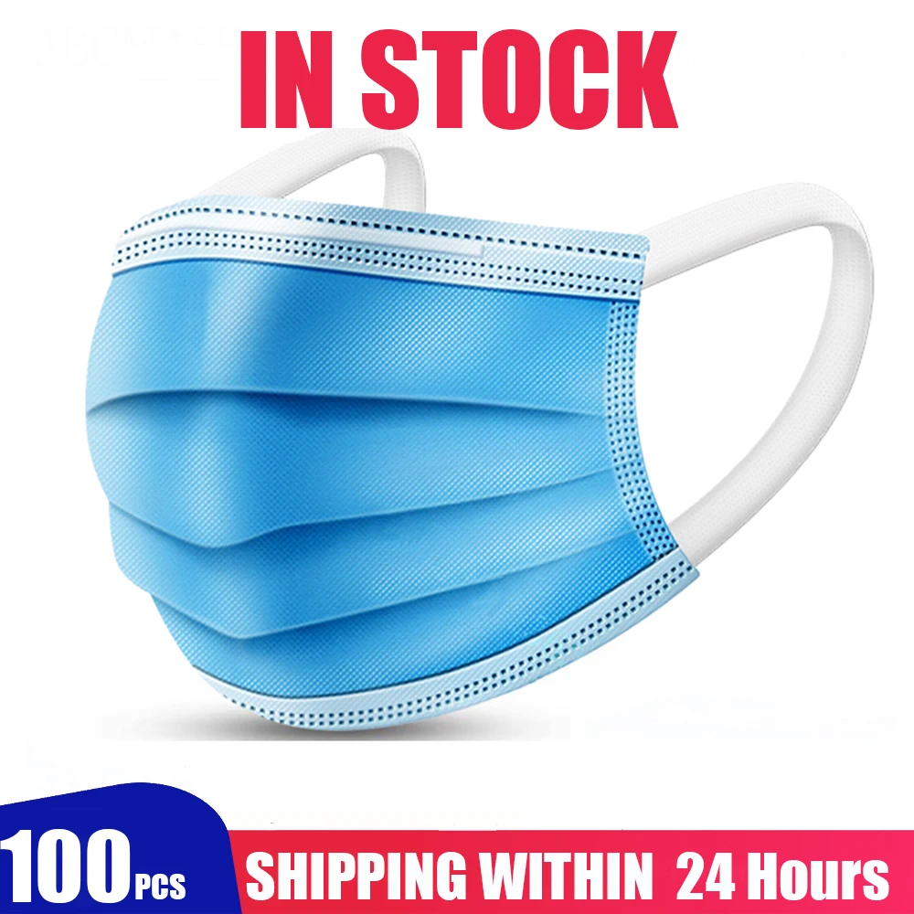 

100PCS 3 Layer Protection Disposable Face Masks Anti-Dust PM 2.5 Filter Masks Disposable Mouth Face Mask For Dropshipping