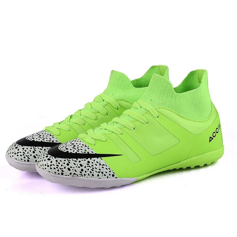 High Ankle Superfly Soccer Shoes Men Futsal Cleats Zapatos De Futbol Profesionales Outdoor Football Shoes Kids Sport Big Size 46 - Цвет: green TF