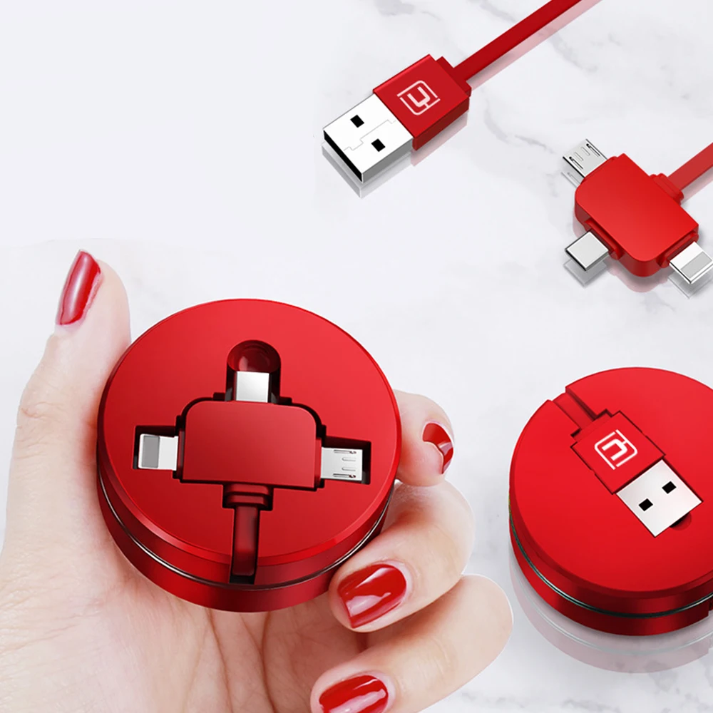 FDBRO 3 в 1 Micro usb type C кабель для быстрой зарядки для iphone samsung huawei Xiaomi Универсальный Выдвижной телефон данных USB кабель