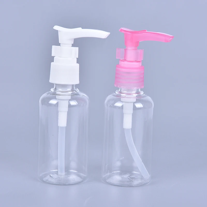 5PCS 75ml Plastic Press Pump Spray Lotion Bottles Cosmetic Sample Containers White Pink Color | Красота и здоровье
