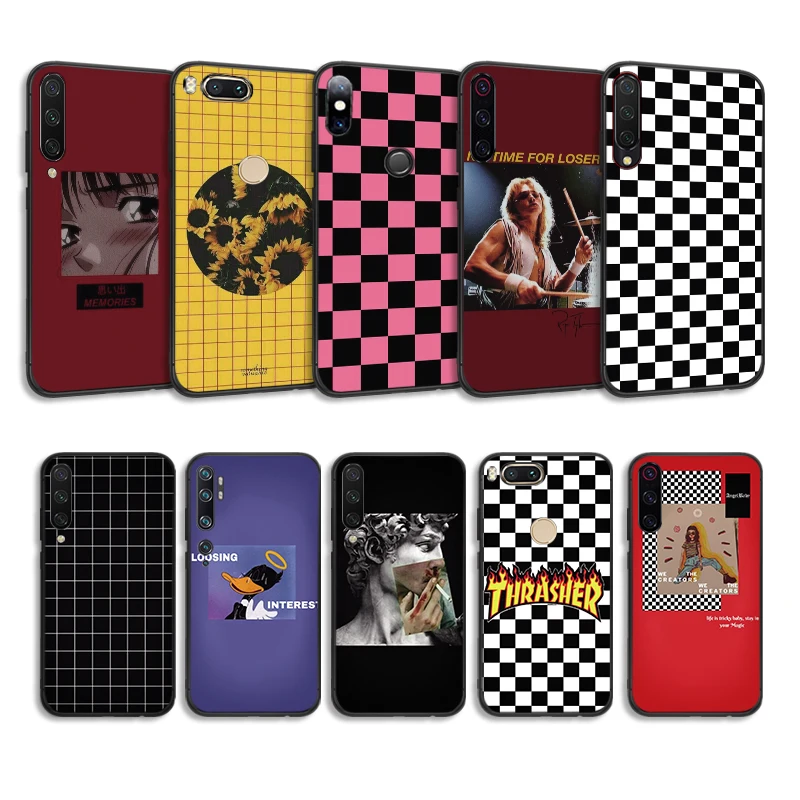 TPU Phone Case For Xiaomi Redmi 5 5A Black matte Soft Silicone Coque 4 X Bumper capa shell grid | Мобильные телефоны и