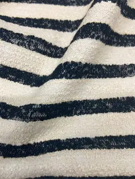 

Free ship beige with black stripe weaved tweed fabric 59" wide