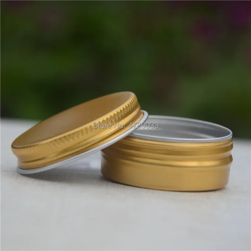 

Gold Cream Jar Tin Cosmetic Lip Balm Containers 15g Nail Derocation Crafts Pot Refillable Bottle Screw Thread Empty Aluminum