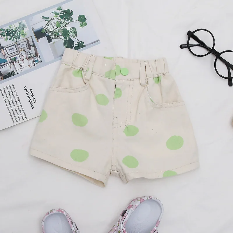 Girls Lower Apron Summer New Style Korean-style Solid Color Dotted Casual High-waisted Trend Baby GIRL'S Shorts Ym039