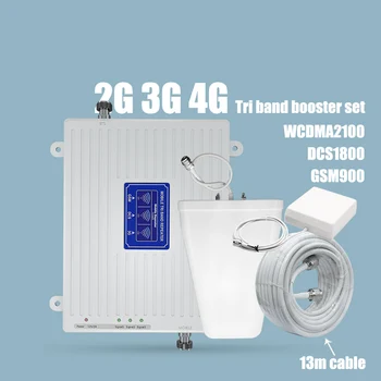 

Tri band 2G 3G 4G signal repeater Cellular signal amplifier GSM 3G 4G 900 1800 2100 phone signal amplifier 4G Antenna set