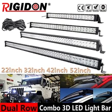 

RIGIDON Straight Dual-Row LED Light Bar with Wiring 22/32/42/52inch Flood Spot Combo Beam for Jeep Offroad Truck Car 4WD SUV ATV