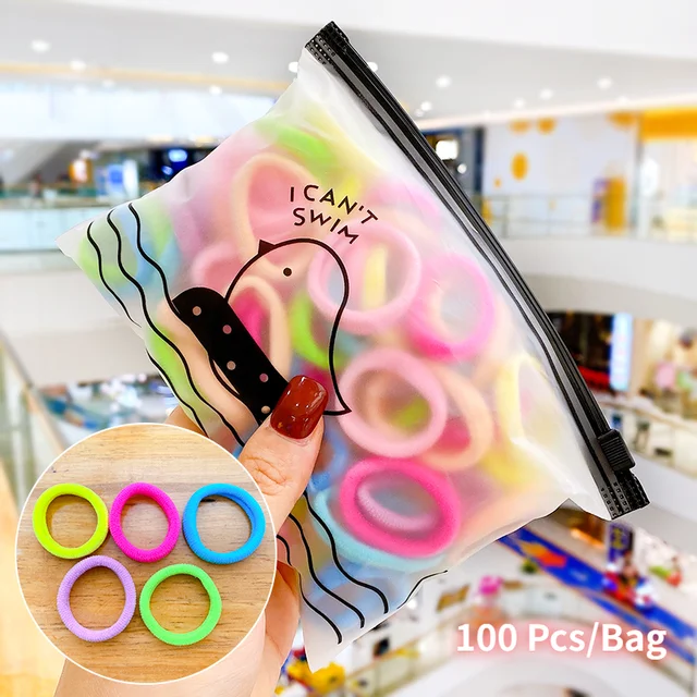 50/100/200 Pcs/Bag Children Cute Candy Cartoon Solid Elastic Hair Bands Girls Lovely Srunchies Rubber Bands Kid Hair Accessories Mix 6-100 Pcs-Bag