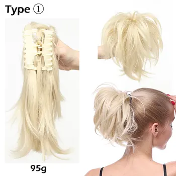 S-noilite High Temperature Fiber Hairpieces Long Wavy Synthetic Claw Clip Ponytail Hair Extensions for Women Black Brown 2