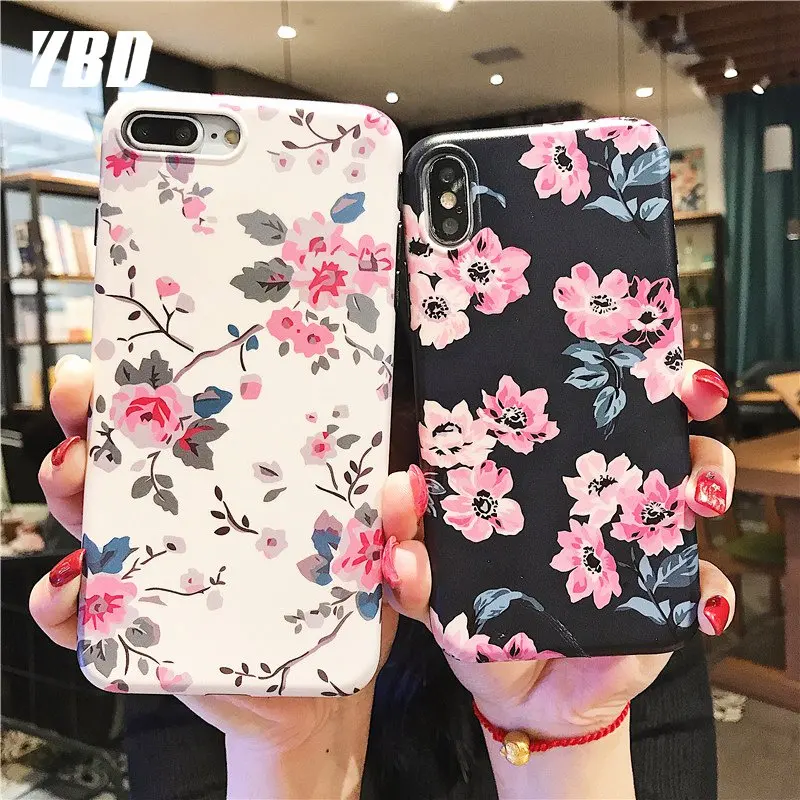 YBD чехол с цветами для iPhone X 7 8 Plus оригинальный силиконовый карамельный цвет 6 s Xs 11
