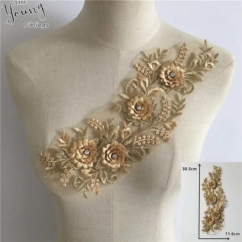 RANRAO Tessuto in Pizzo con Fiori Ricamati 3D, Pizzo Ricamato in Tulle, Tessuto Colorato con Fiori Ricamati, Garza per Abbigliamento per Feste, Fai da te, Cucito, Abbellimenti Artigianali (stile D