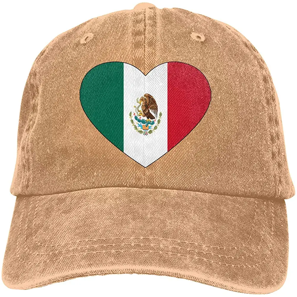 Для мужчин и Для женщин Регулируемый джинсы Бейсбол Кепки Мексика флагом в форме сердца, два сердца Америка и без рисунка, Форма Кепка в стиле хип-хоп
