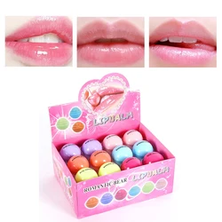 24Pcs/lot Wholesale Fruit Flavor Lipbalm Romantic Bear Lip Balm Cute Round Ball Pure Natural Plant Baby Lips Moisturizing Fruit