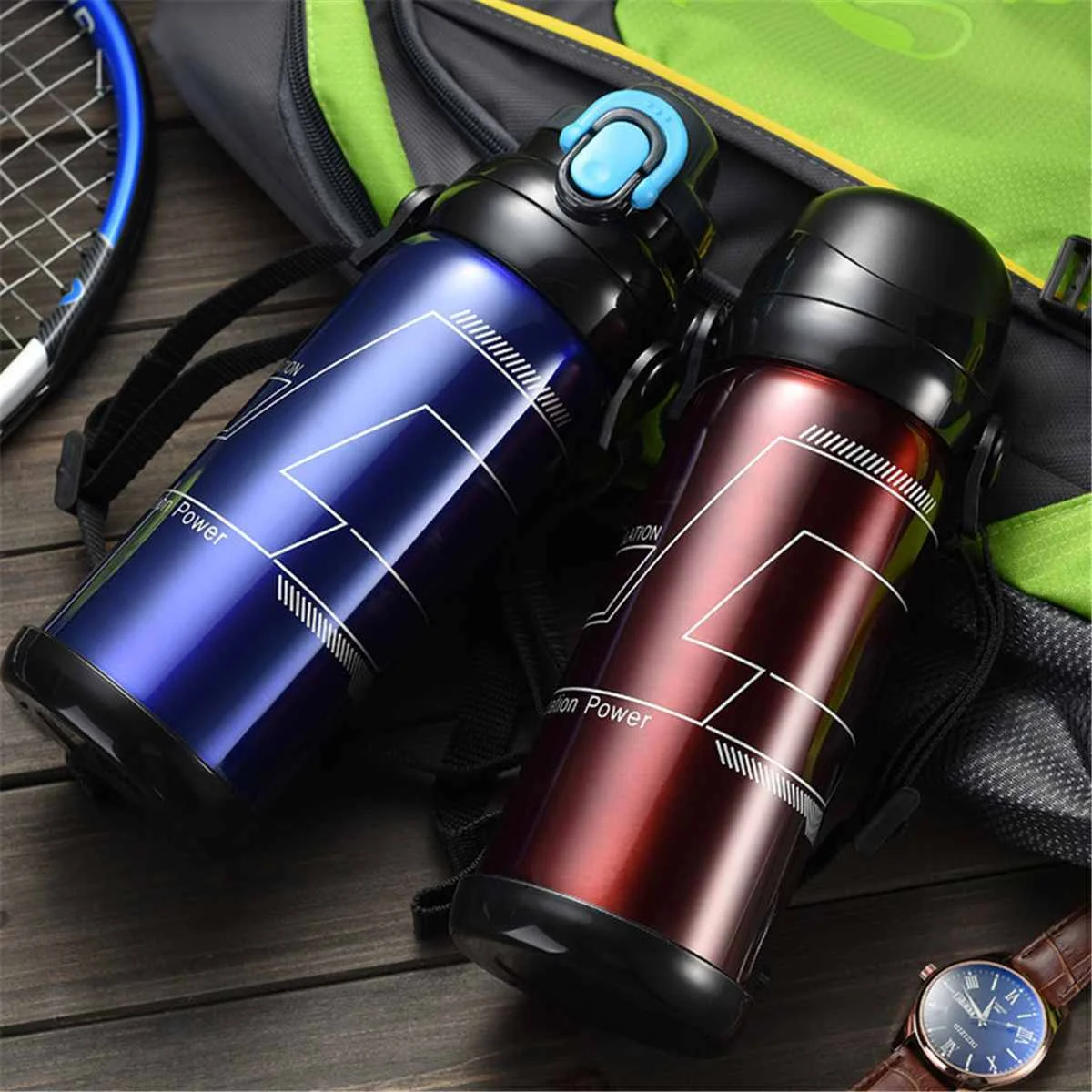 

Stainless Steel Thermoses High capacity Travel Mug Hiking Office Camping Thermoses Mug Leakproof Portable Sports Vacuum Cup 800M