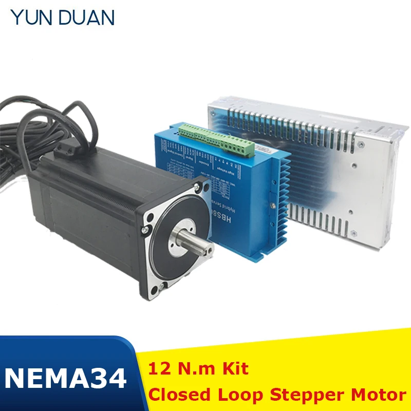 

Nema 34 12Nm Closed Loop Stepper Motor Driver & 400W 60V DC Power Supply Hybrid Encoder Easy Step Servo Kits DC DSP 86MM MOTOR