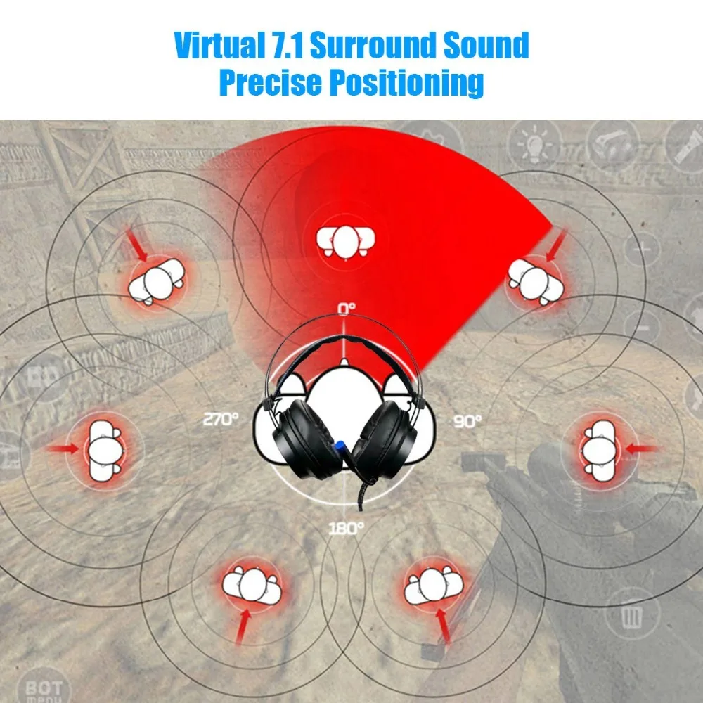 Microfoon ПК с проводной 7,1 игровой гарнитурой Hoofdtelefoon и Xbox Een Professional Gamer surround RGB Licht