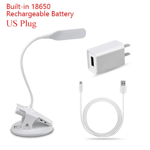 with Battery US Plug EeeToo светодиодный настольная лампа перезаряжаемая USB Гибкая Настольная лампа с зажимом сенсорный переключатель включения/выключения прикроватный светильник для чтения книг для учебы и работы ночной Светильник - Цвет корпуса: with Battery US Plug
