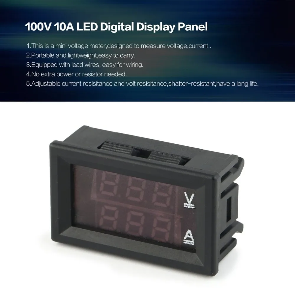 DC 0-100V 10A светодиодный цифровая панель дисплея вольтметр тока измеритель напряжения мини Вольт тестер для авто автомобиля мотоцикла