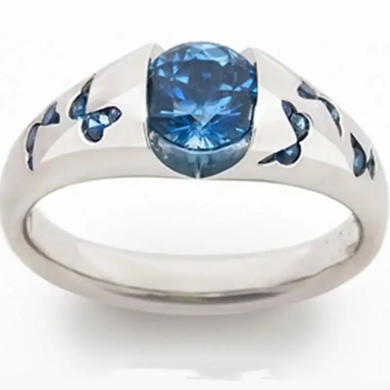 

Luxury Women Two Color Zircon Crystal Ring Butterfly Gem Ring Cocktail Party Jewelry Valentine Day Gift Engagement Wedding Ring