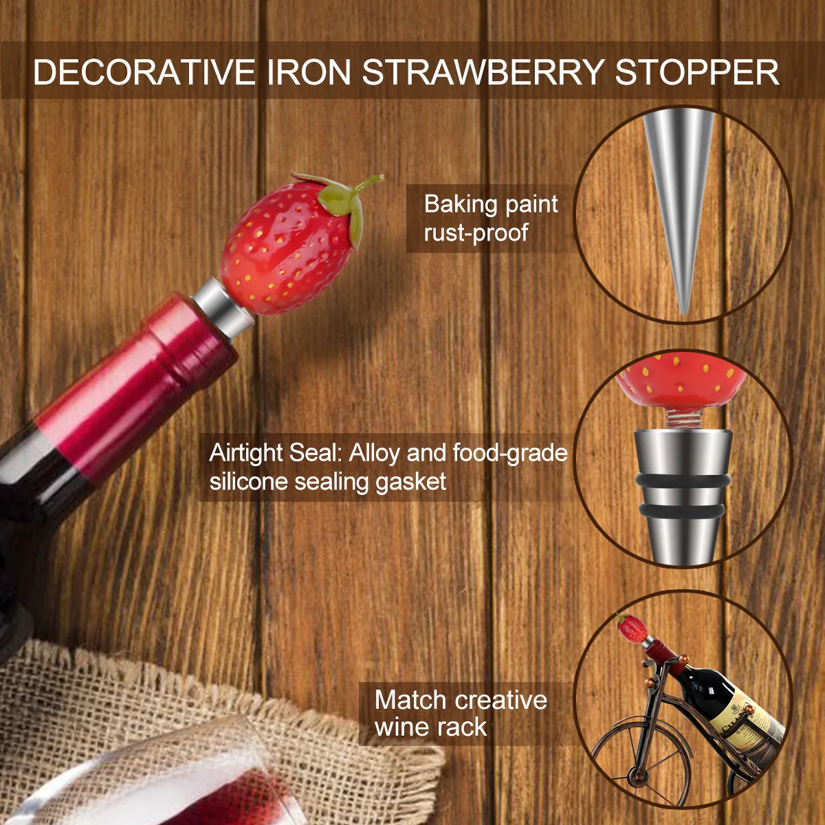 Strawberry Wine Bottle Cork Stopper
