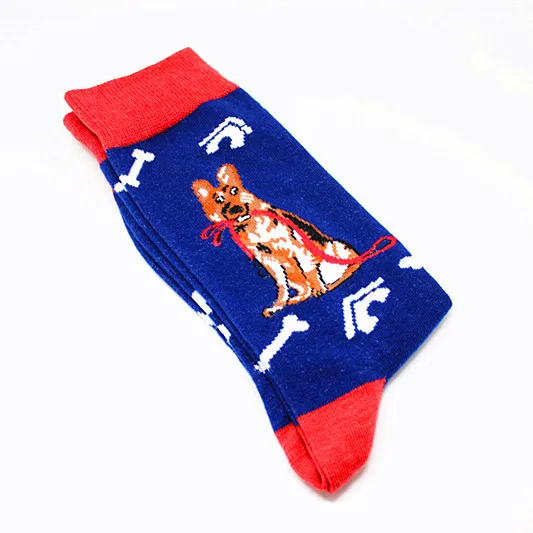 Cartoon Animal Fish Dog Zebra Shark Men Crew Socks Cotton Funny Streetwear Casual Fashion Happy Breathable Sock Winter Skarpetki - Цвет: 4