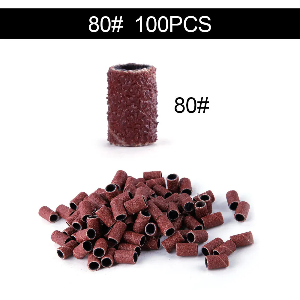 100pcs 80 80#120#180#100 шт./компл. Шлифовальная Пилка Для ногтей резинки для маникюра инструменты электрические сверла для ногтей Аксессуары для УФ-гель, акриловый инструмент для снятия лака - Цвет: 100pcs 80