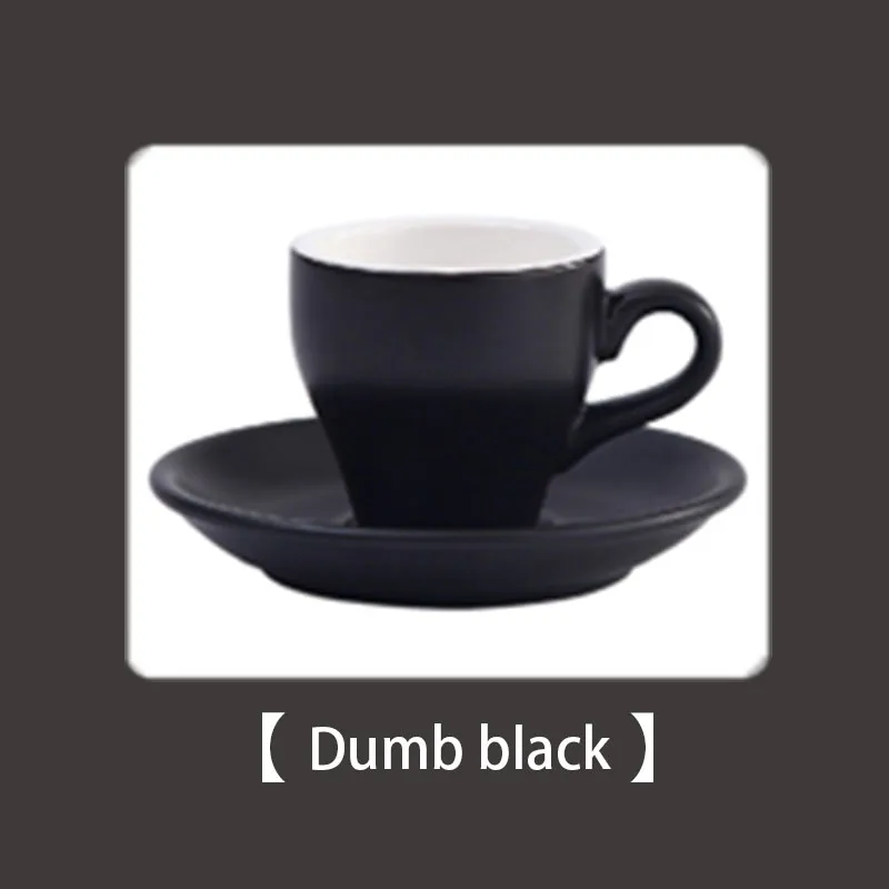 Тюльпан керамическая утолщенная эспрессо Кофейная чашка с тарелкой набор итальянский немой помол эспрессо чашка логотип индивидуальные 80 мл - Цвет: Dumb black