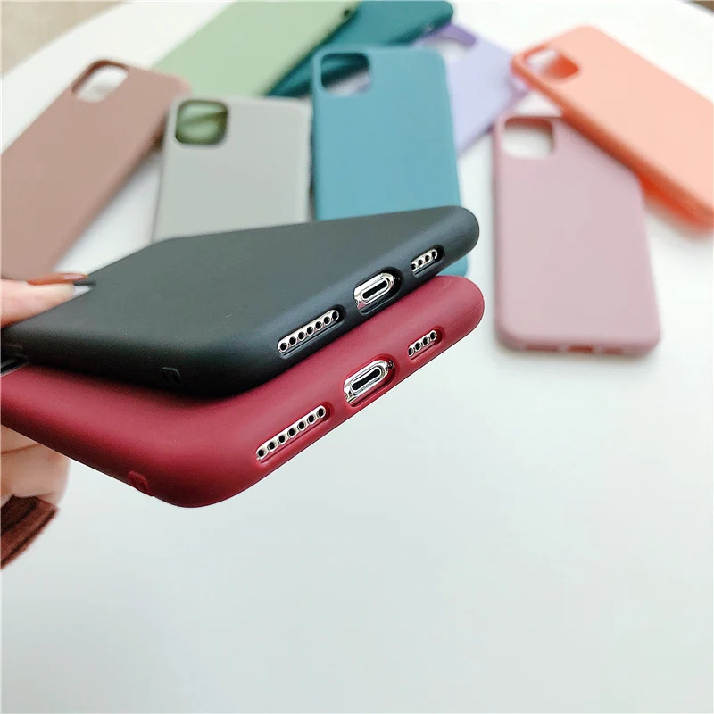 Чехол конфетного цвета N1986N для iPhone 11 Pro X XR XS Max 6 6s 7 8 Plus, модный простой однотонный Мягкий силиконовый чехол для iPhone 11