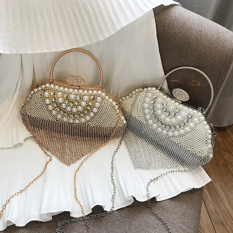 Luxury Tassel-studded Pearl Women Party Clutch Bag Wedding Beaded