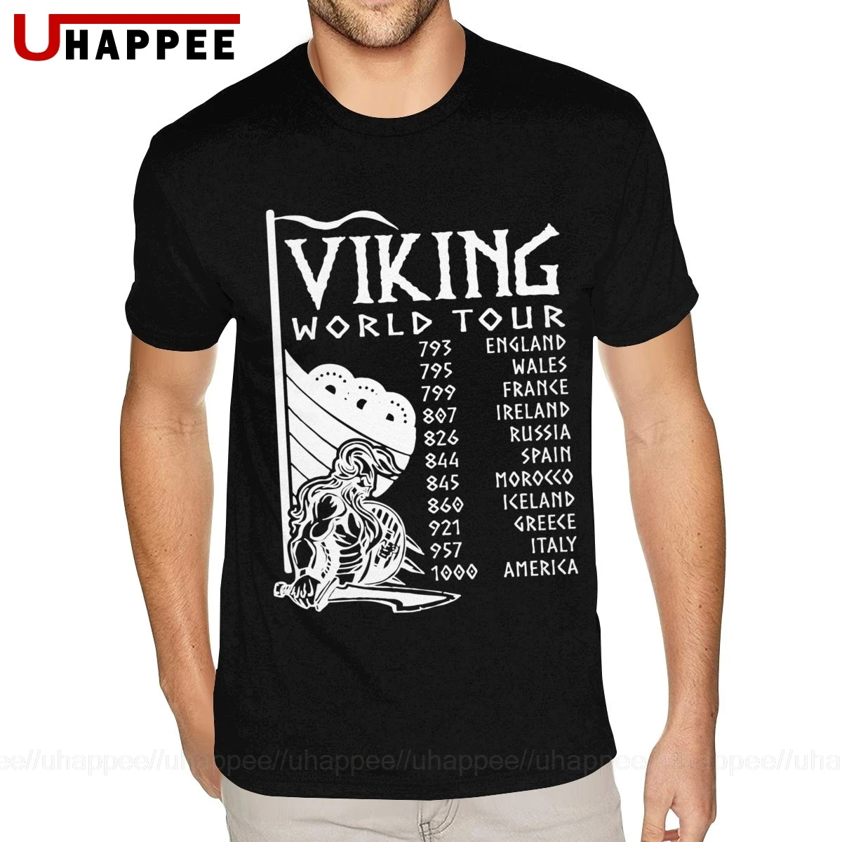 Мужская футболка с короткими рукавами и принтом World Tour Of Vikings модная винтажная