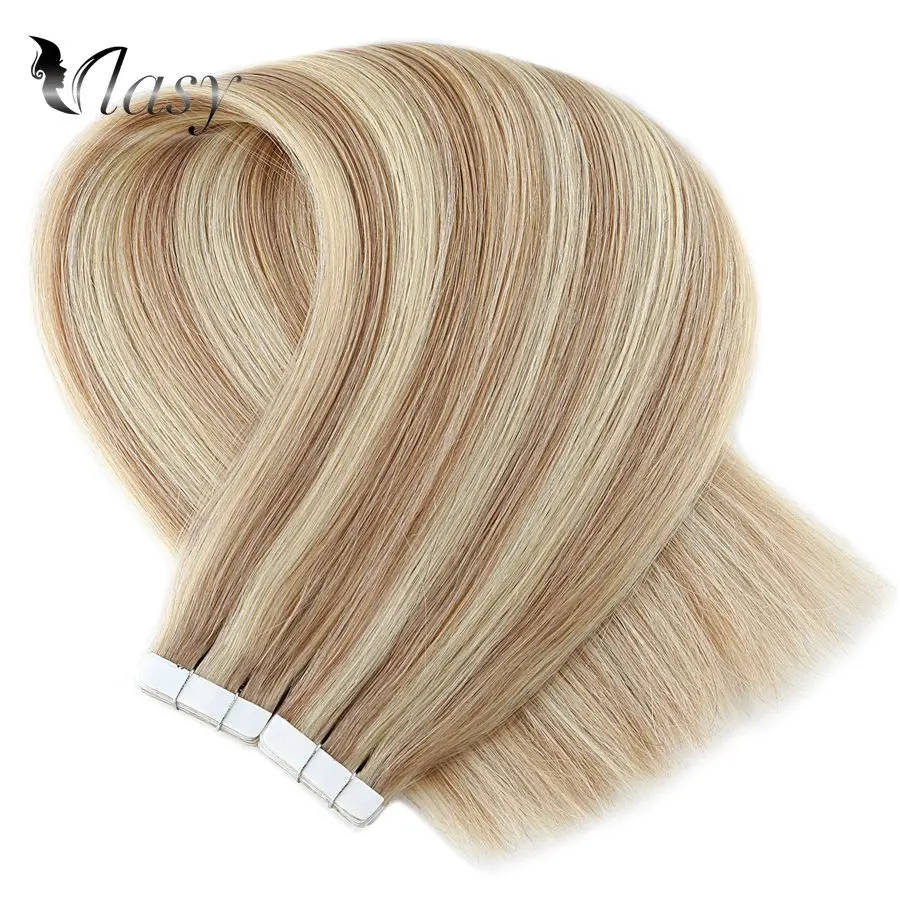 Vlasy 16 ''20'' 24 ''Волосы Remy на ленте для наращивания, цвет пианино, прямые волосы с двойным нарисованным плетением, клейкая лента для наращивания