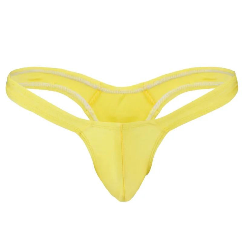 TiaoBug/мужские купальники, бикини, трусы, сплошной цвет, объемный чехол, стринги с Т-образной спинкой, трусики-стринги, мужской купальник, сексуальное нижнее белье - Цвет: Yellow