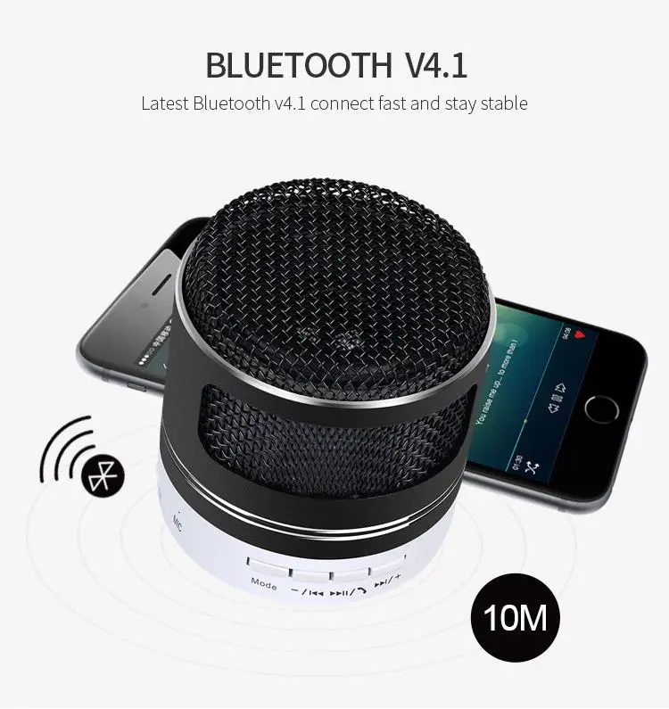Высококачественный Железный Bluetooth динамик HIFI Красочный светодиодный портативный мини-динамик для TF карты FM Радио MP3 с микрофоном Звонки