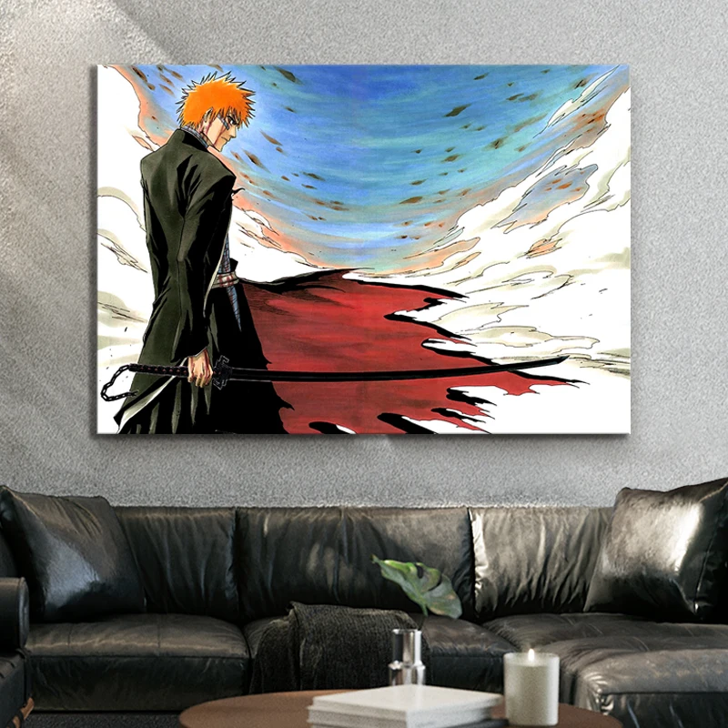 Аниме плакат Kurosaki Ichigo отбеливатель HD цифровое искусство настенная живопись