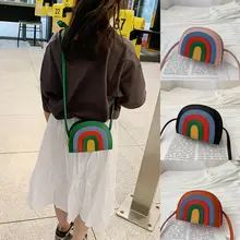 Дети Девушки почтальон Радуга кожа Сумка через плечо кошелек сумочка