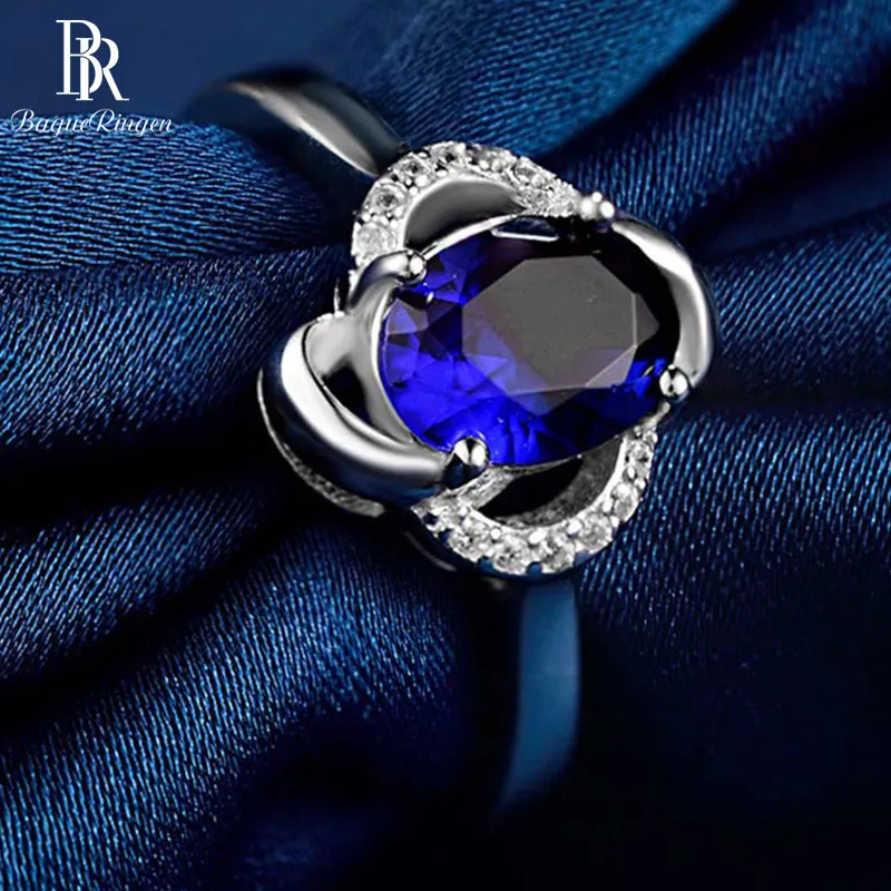 Bague Ringen Настоящее чистое серебро 925 пробы, голубой сапфир, драгоценный камень, свадебное обручальное кольцо, хорошее ювелирное изделие, женские подарки