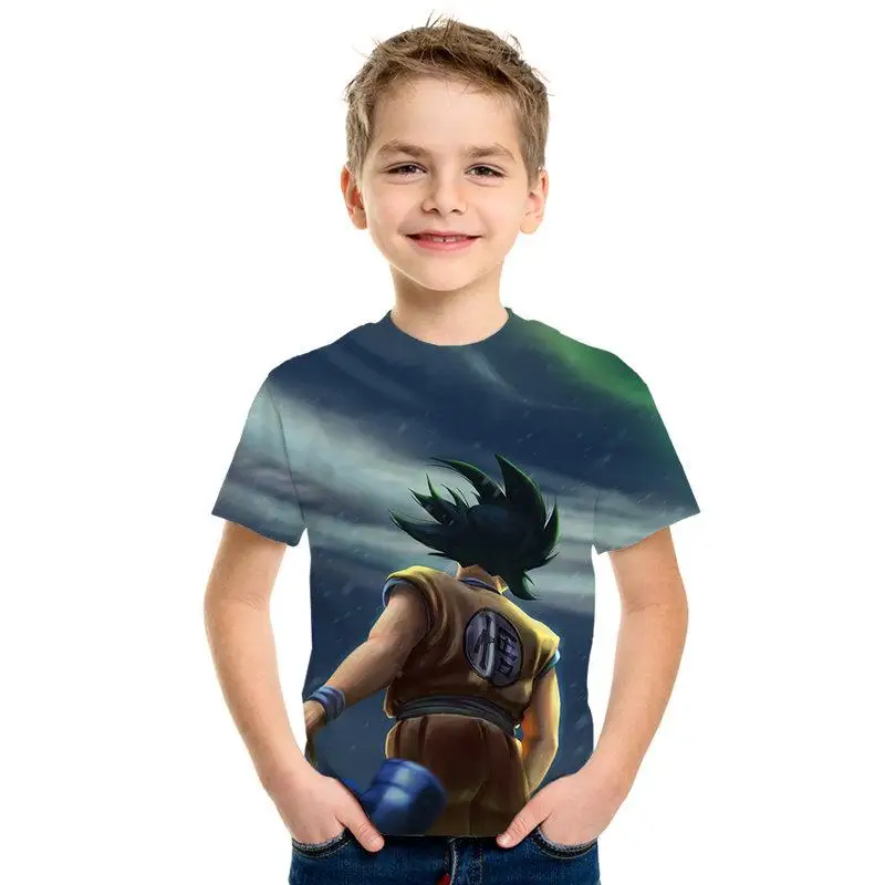 Goku/Vegeta patrn Dragon Ball animacin patrn nios camiseta impresin 3D nios camiseta hombres/nias moda camiseta