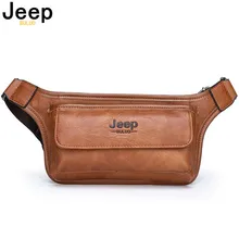 JEEP BULUO Male Women Sling Bag for Belt Leather Hip Bag Chest Pouch Men Waist Bag Pack Casual Functional Money Phone Belt Bag