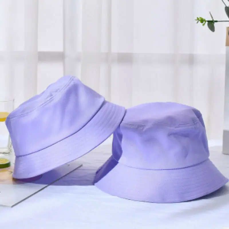 Fashion Women Mother Kids Hat Solid Color Bucket Hat Summer Autumn Parent-child Hat White Pink Sky Blue Purple