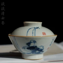 Ручная роспись синий и белый Мерле Птица узор Cermic супница чайная чаша фарфоровый чайный сервиз