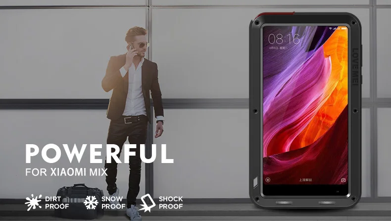 Защитный чехол Love Mei, водонепроницаемый чехол, для Xiaomi mi Mix 2, корпус, металлическая подставка, противоударный чехол для Xiaomi mi x 1