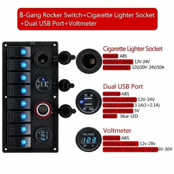 

Flame retardant Rocker Switch Panel 12-24V Voltmeter Parts Accessories