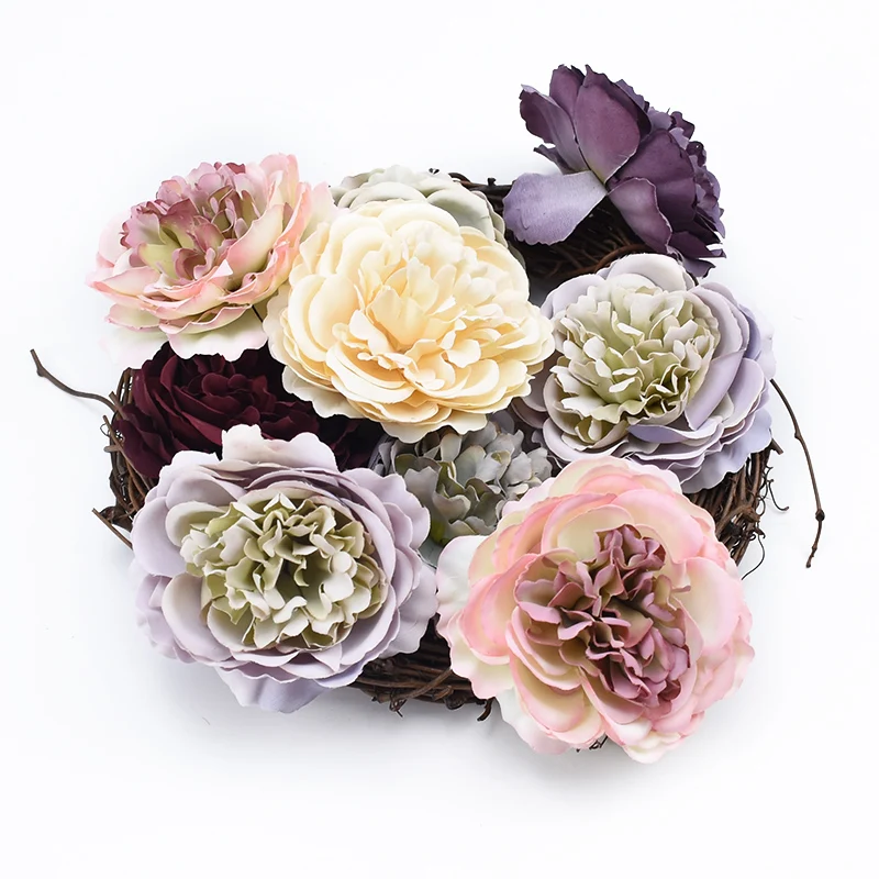 

50/100PCS Artificial flower new Year christmas decorations for home wedding bridal accessories clearance silk peony diy gift box