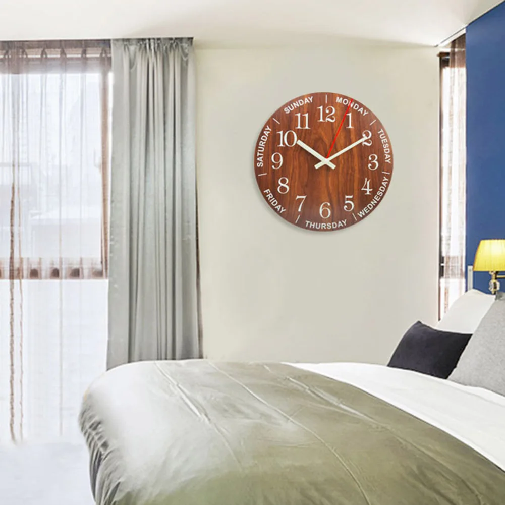 

12 Inch Luminous Wall Clock Wood Silent light in dark night Nordic Fashion Wall Clock Non Ticking Clock With Night Light