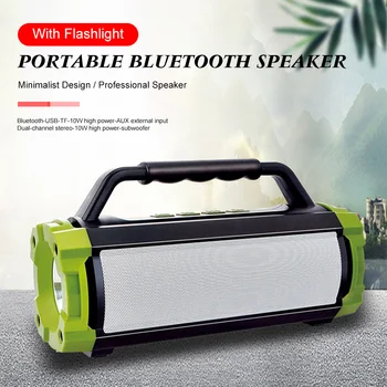 

Bluetooth Speaker V4.2 Portable Radio Speaker 10W with Bright Flashlight Support BT/TF/AUX